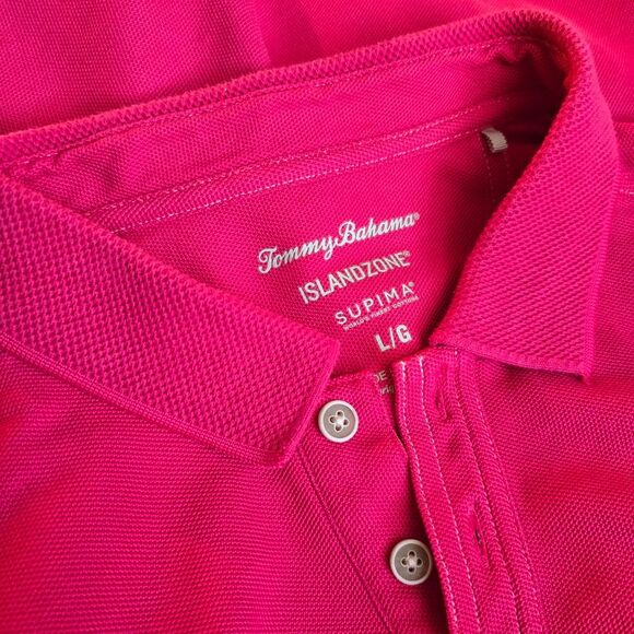 Tommy Bahama Polo Mens Size Large Island Zone Supima Emfielder Polo Fuchsia - Picture 1 of 6